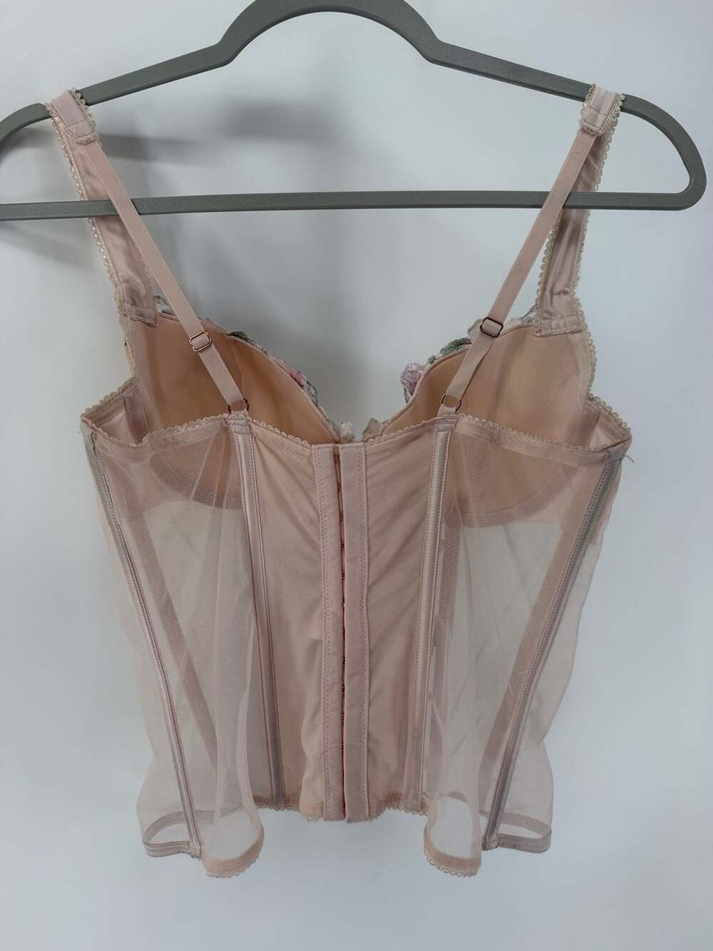 Victoria’s Secret M 2022 Floral Embroidered Corset Bustier Top Blush Pink - Picture 2 of 9